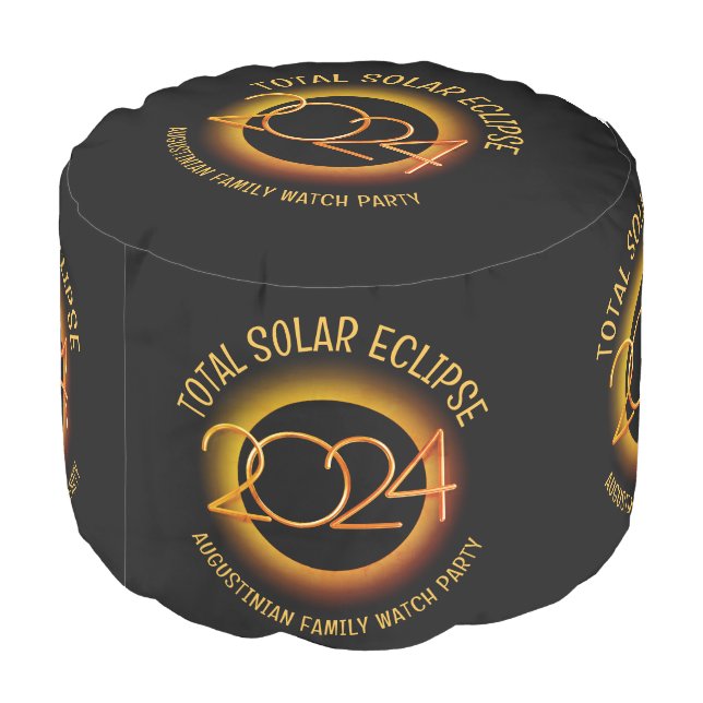 Personalized 2024 TOTAL SOLAR ECLIPSE Family Pouf (Angled Back)