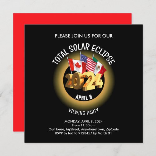 Personalized 2024 TOTAL SOLAR ECLIPSE Invitation