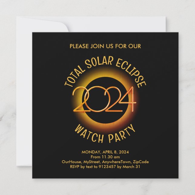 Personalized 2024 TOTAL SOLAR ECLIPSE Invitation (Front)