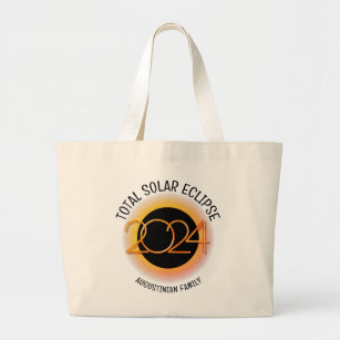 Personalized 2024 TOTAL SOLAR ECLIPSE Large Tote Bag