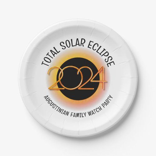 Personalized 2024 TOTAL SOLAR ECLIPSE Paper Plates