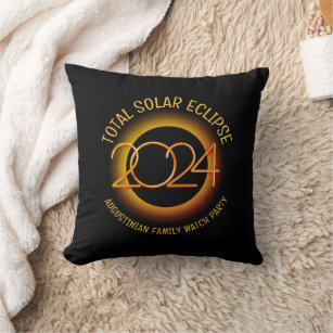 Personalized 2024 TOTAL SOLAR ECLIPSE Throw Pillow