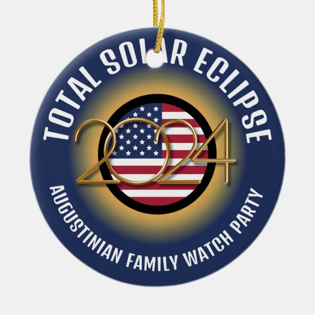 Personalized 2024 TOTAL SOLAR ECLIPSE USA Ceramic Ornament (Front)