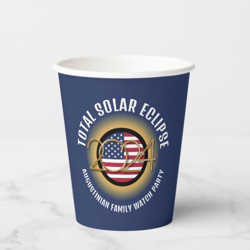 Personalized 2024 TOTAL SOLAR ECLIPSE USA Paper Cups