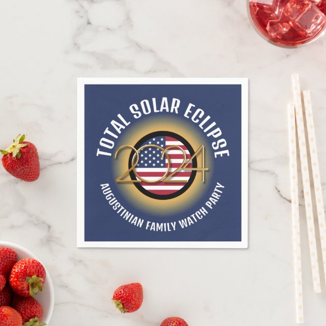 Personalized 2024 TOTAL SOLAR ECLIPSE USA Paper Napkins (Insitu)