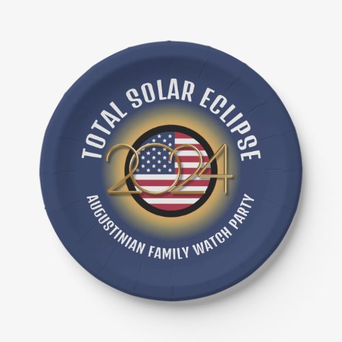 Personalized 2024 TOTAL SOLAR ECLIPSE USA Paper Plates