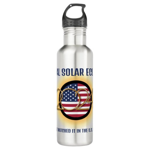 Personalized 2024 TOTAL SOLAR ECLIPSE USA Stainless Steel Water Bottle