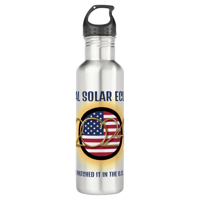 Personalized 2024 TOTAL SOLAR ECLIPSE USA Stainless Steel Water Bottle (Front)