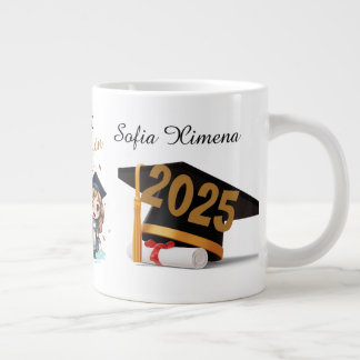 Personalized 2025 Black Gold Graduate Mug