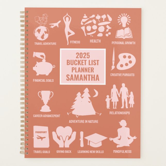 Personalized 2025 Bucket List Custom Name Planner (Front)