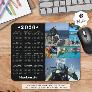 Personalized 2025 Calendar 6 Photo Custom Color Mouse Pad