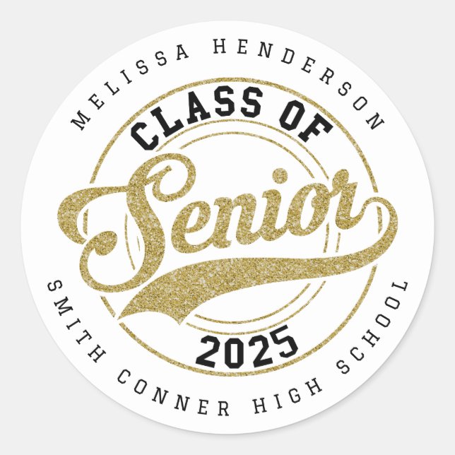 Personalized 2025 Graduation Round Stickers (Front)