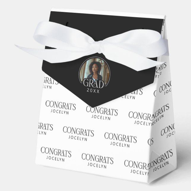 Personalized 2025 Photo Congrats Graduation Party Favor Boxes (Front)