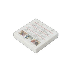 Personalized 2026 Family Photo Calendar Keepsake Stone Magnet