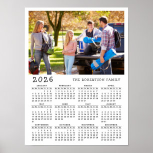 Personalized 2026 Family Photo Calendar Poster