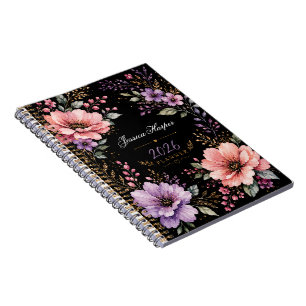 Personalized 2026 Floral Planner Notebook