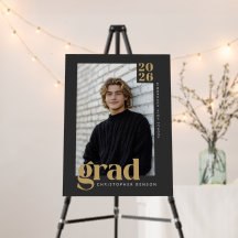 Personalized 2026 Photo Charcoal Modern Grad Party
