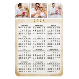 Personalized 2026 Photo Magnetic Fridge Calendar Magnet