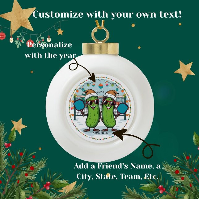 Personalized 2026 Pickleball Christmas Ornament (Great gift for Pickleball lovers! Customize with your own names and date.)