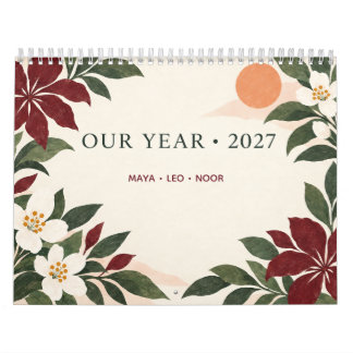Personalized 2027 Botanical Family Wall Calendar