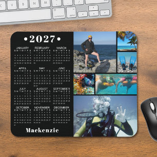 Personalized 2027 Calendar 6 Photo Custom Color Mouse Pad