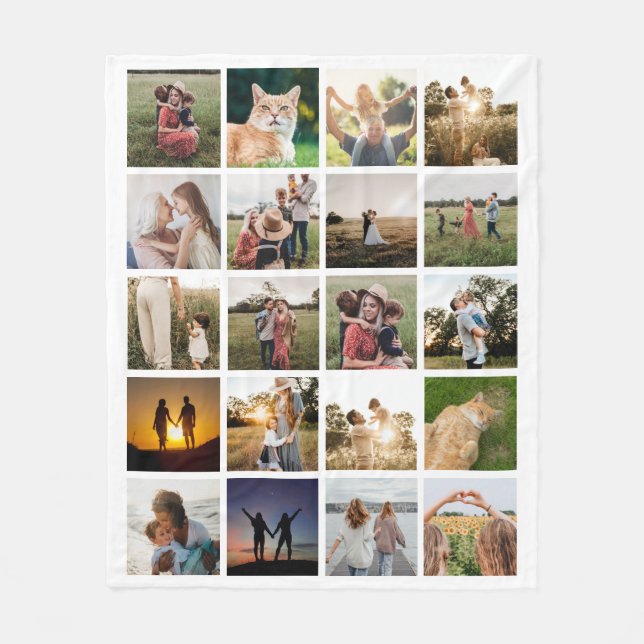 Personalized 20 Photo Collage Fleece Blanket (Front)