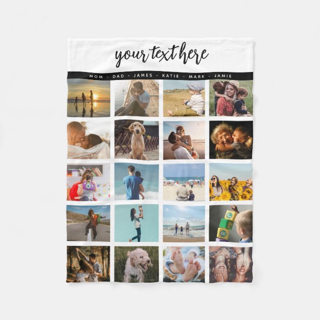 Personalized 20 Photo Family Love Memories Fleece Blanket (Front)