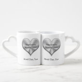 Personalized 20 Year Anniversary Gift, Heart Mugs (Back Nesting)