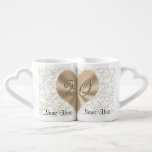 Personalized 20 year Anniversary Gifts for Couples Coffee Mug Set