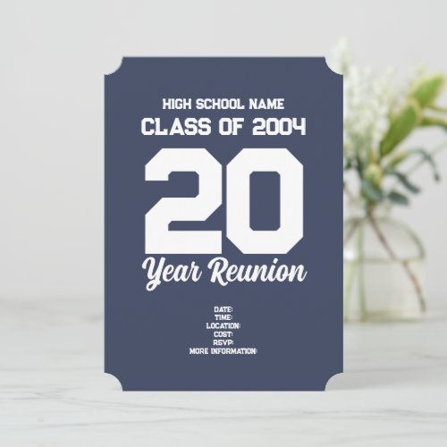 Personalized 20 Year High School Reunion Simple  Invitation
