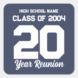 Personalized 20 Year High School Reunion Simple Square Sticker