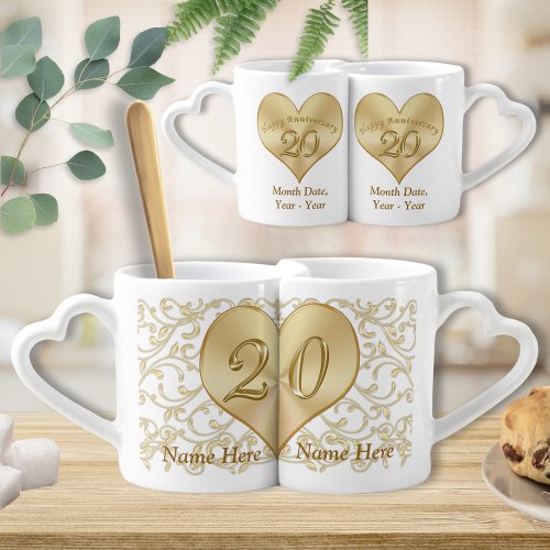 Personalized 20 Year Wedding Anniversary Gift Mugs