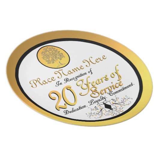 Personalized 20 Years of Service Plate/Plaque Dinner Plate (Right Side)
