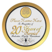 Personalized 20 Years of Service Plate/Plaque Dinner Plate (Front)
