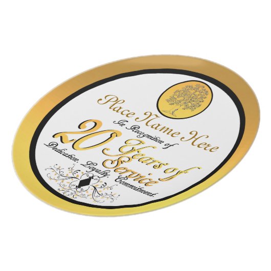 Personalized 20 Years of Service Plate/Plaque Dinner Plate (Left Side)