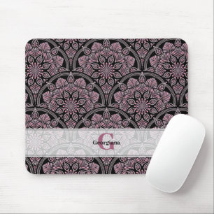 Personalized 20s Dusky Rose Floral Fronds Mandala Mouse Pad
