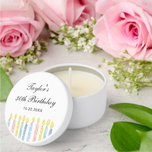 Personalized 20th 30th 40th 50th 60 Birthday Party Mini Candle Favors