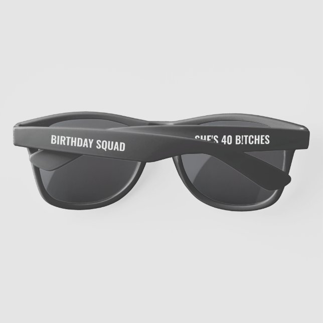 Personalized 20th 30th 40th 50th Birthday Squad Sunglasses (Back)