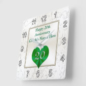Personalized 20th Anniversary Gifts, 20th Birthday Square Wall Clock (Angle)