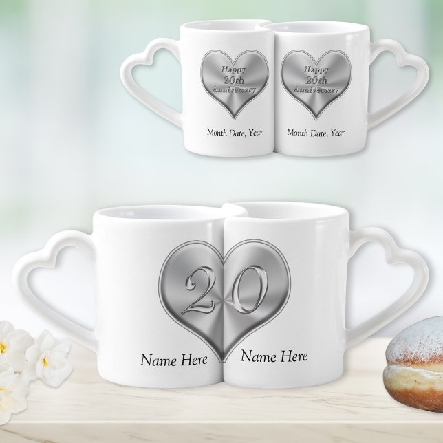 Personalized 20th Anniversary Gifts, Lovers Mugs (Cheap 20th wedding anniversary gifts. Personalized 20th anniversary gifts. 20 year anniversary gift.)