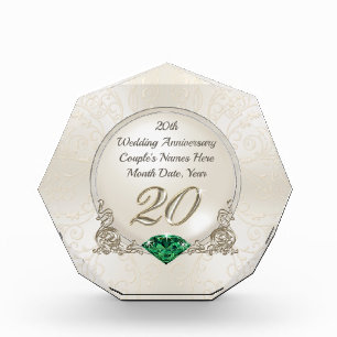 Personalized 20th Anniversary Present for Couple Acrylic Award