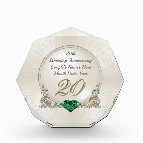 Personalized 20th Anniversary Present for Couple Acrylic Award