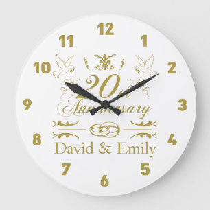 Personalized 20th Wedding Anniversary Large Clock