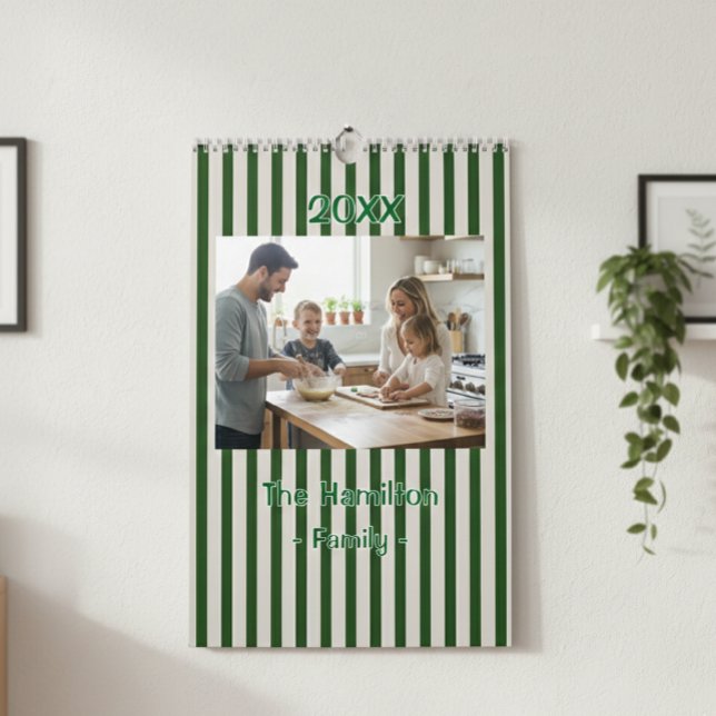 Personalized 20XX Wall Calendar - Green Striped  (Creator Uploaded)