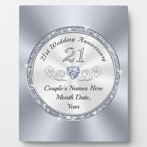 Personalized 21st Anniversary Gifts for Her Him Plaque