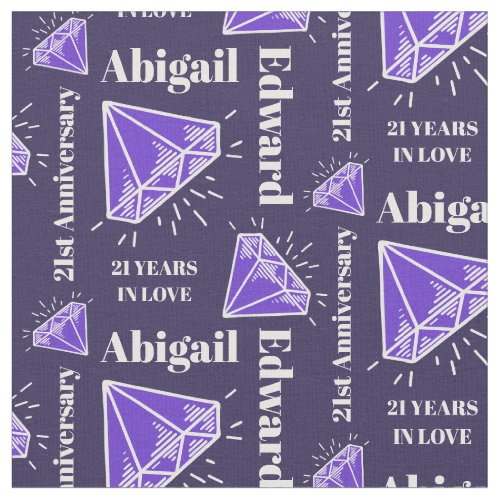 Personalized 21st Anniversary purple iolite gem Fabric