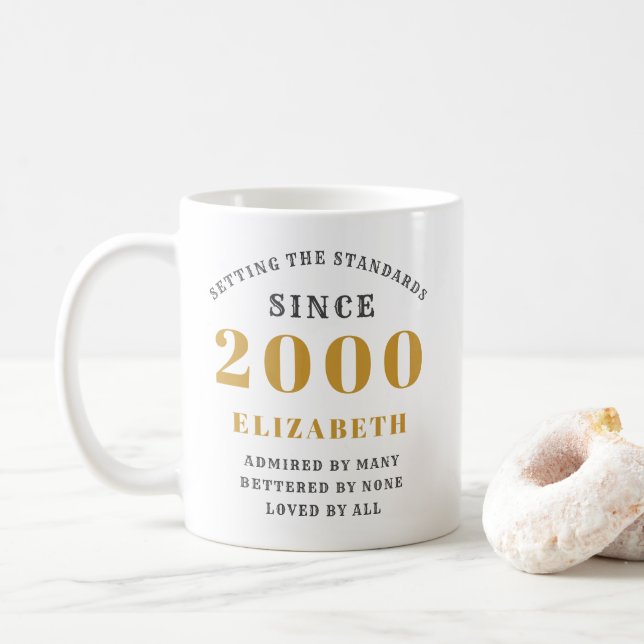 Personalized 21st Birthday 2000 Elegant Add Name Coffee Mug (With Donut)