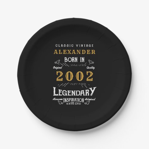 Personalized 21st Birthday 2002 Add Name Legendary Paper Plates