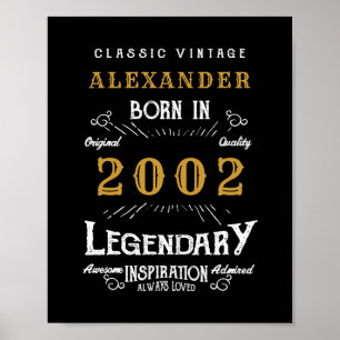 Personalized 21st Birthday 2002 Add Name Legendary Poster