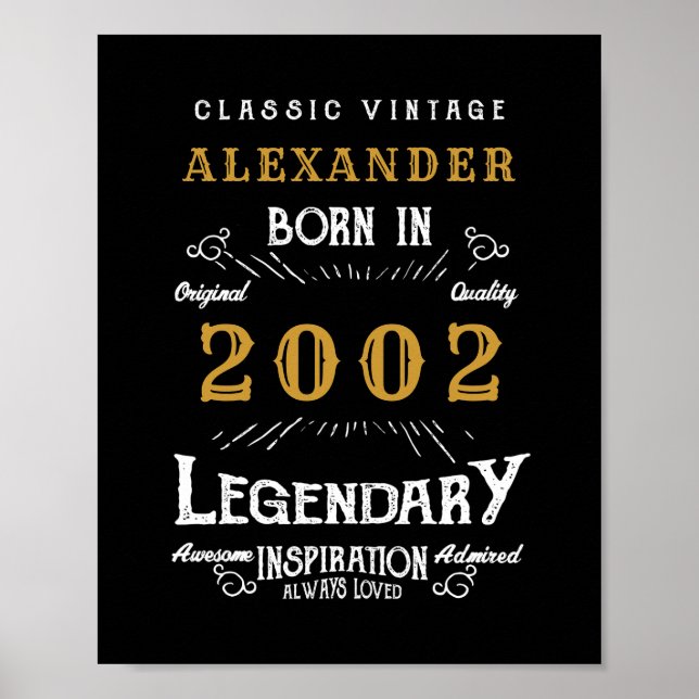Personalized 21st Birthday 2002 Add Name Legendary Poster (Front)
